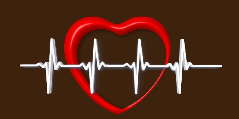 Image of red heart beat on a brown background